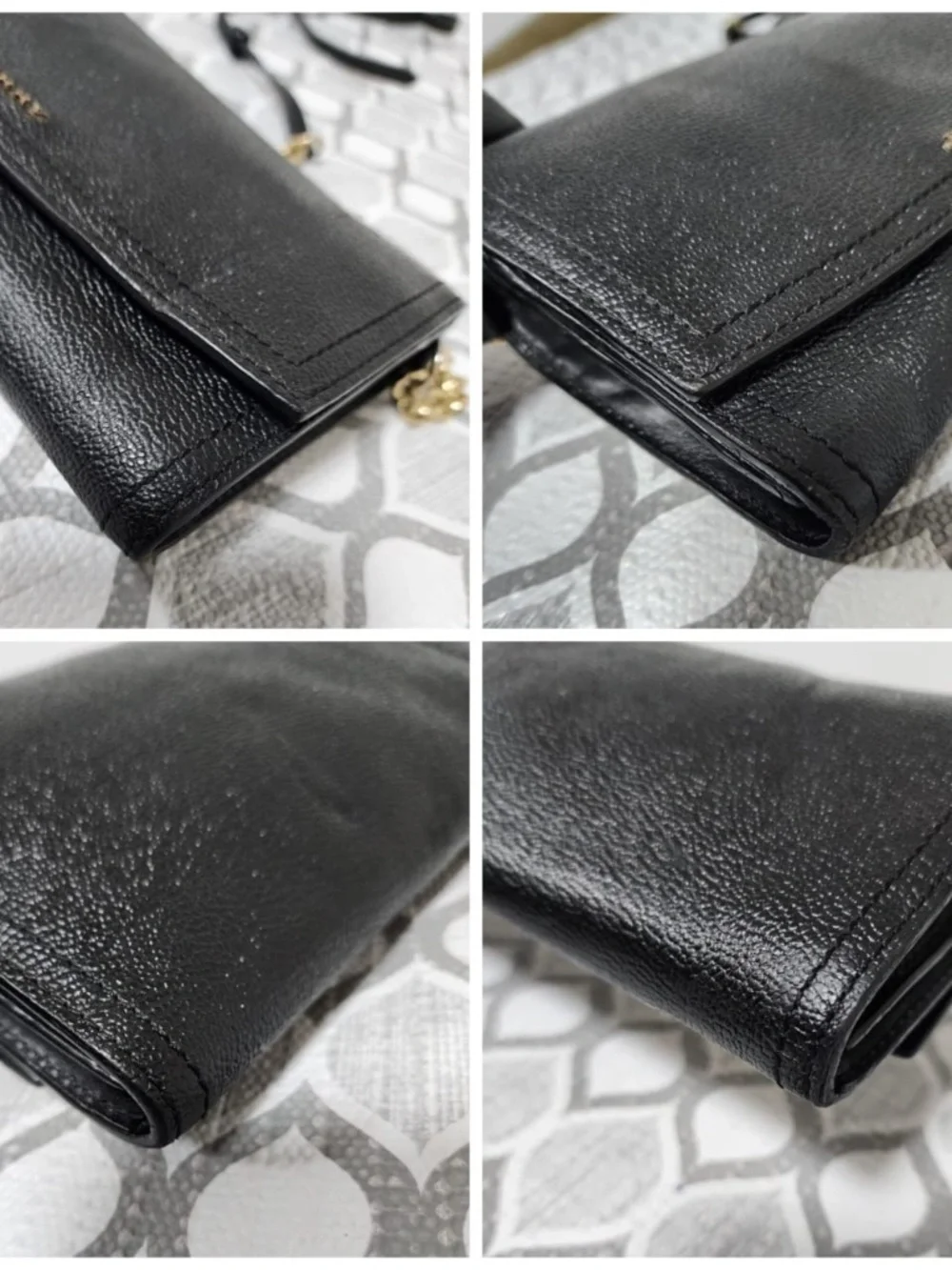 Authentic Burberry Black Soft Grain Leather Henley Wallet on Chain Bag